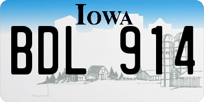 IA license plate BDL914