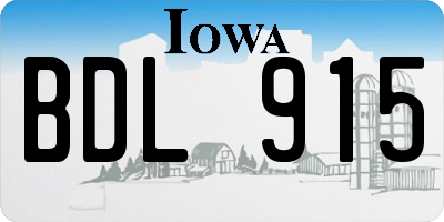 IA license plate BDL915