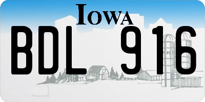 IA license plate BDL916