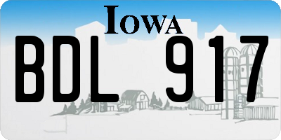 IA license plate BDL917