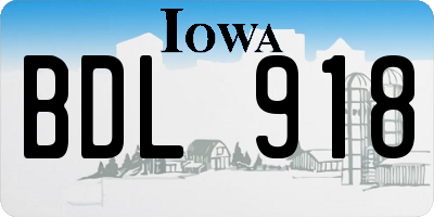 IA license plate BDL918