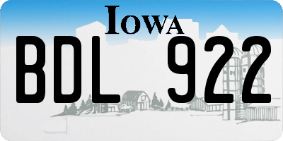 IA license plate BDL922