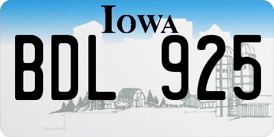 IA license plate BDL925