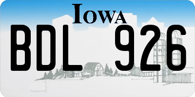 IA license plate BDL926