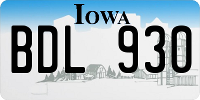 IA license plate BDL930