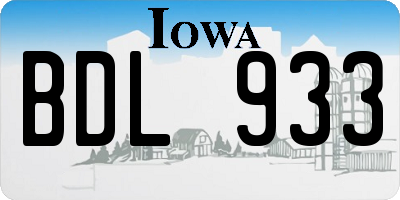 IA license plate BDL933