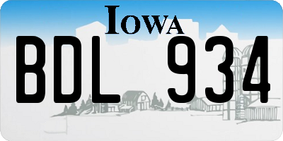 IA license plate BDL934