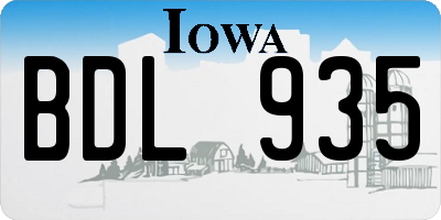 IA license plate BDL935