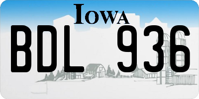IA license plate BDL936