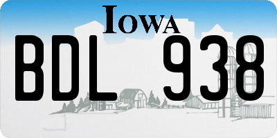 IA license plate BDL938
