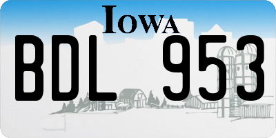 IA license plate BDL953