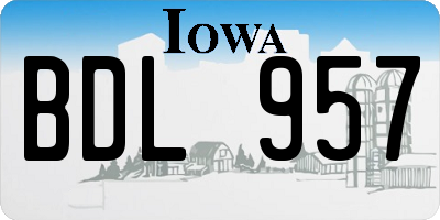 IA license plate BDL957