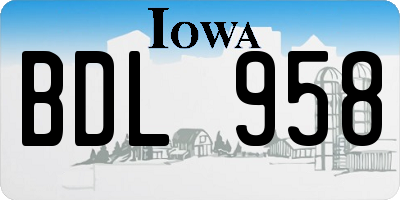 IA license plate BDL958