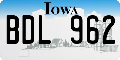 IA license plate BDL962