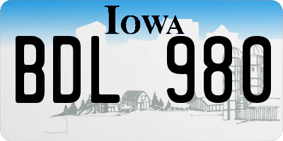 IA license plate BDL980