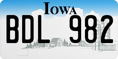 IA license plate BDL982