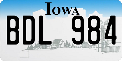 IA license plate BDL984