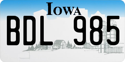 IA license plate BDL985