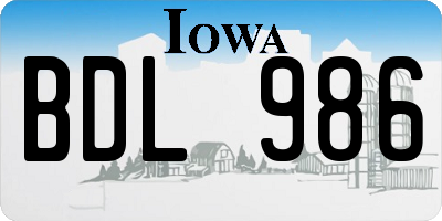 IA license plate BDL986