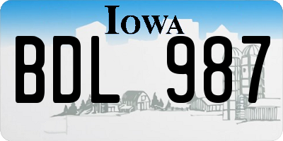 IA license plate BDL987