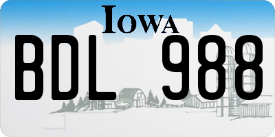 IA license plate BDL988