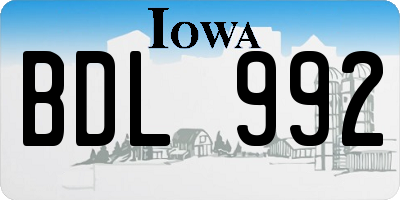 IA license plate BDL992