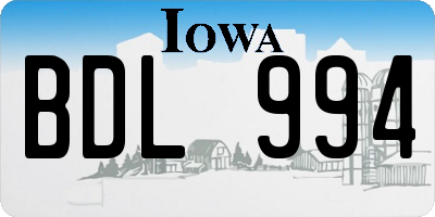 IA license plate BDL994