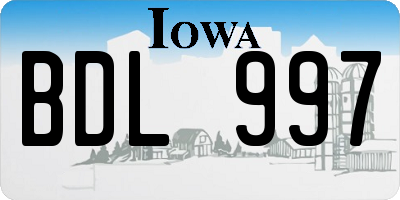 IA license plate BDL997