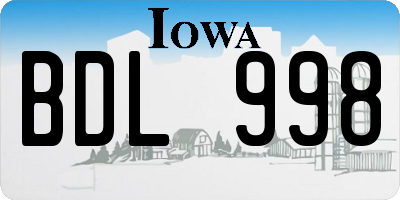 IA license plate BDL998