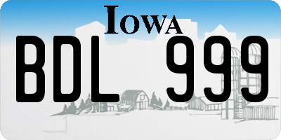 IA license plate BDL999