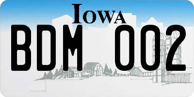 IA license plate BDM002