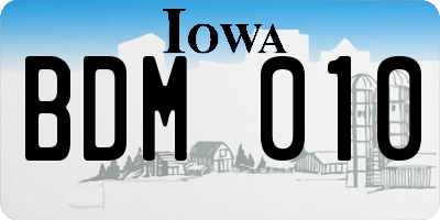 IA license plate BDM010