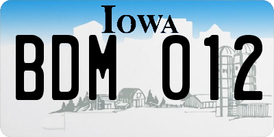 IA license plate BDM012