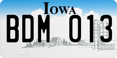 IA license plate BDM013