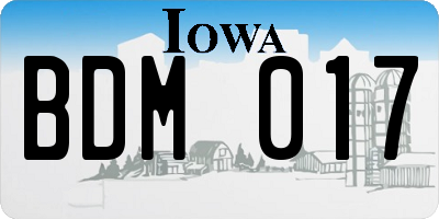 IA license plate BDM017