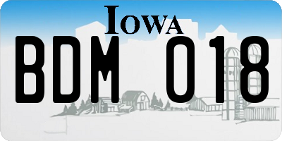 IA license plate BDM018