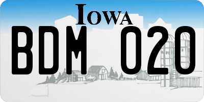 IA license plate BDM020
