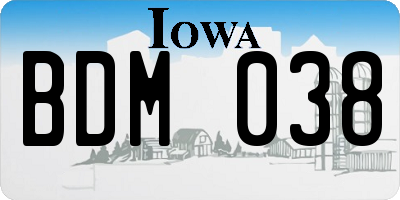 IA license plate BDM038