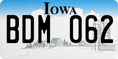 IA license plate BDM062