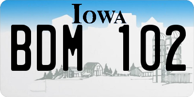 IA license plate BDM102