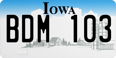 IA license plate BDM103