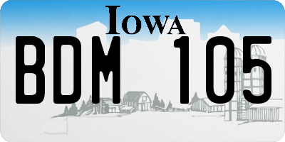 IA license plate BDM105