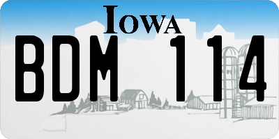 IA license plate BDM114