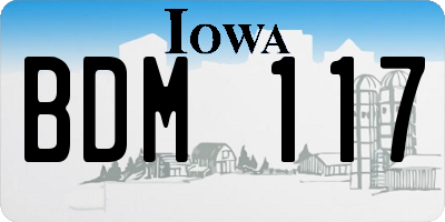 IA license plate BDM117