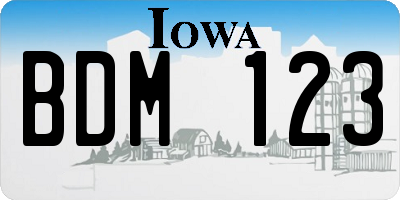 IA license plate BDM123