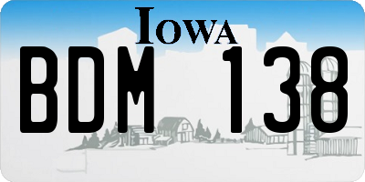IA license plate BDM138