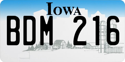 IA license plate BDM216