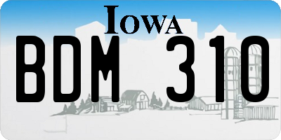 IA license plate BDM310