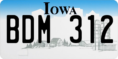 IA license plate BDM312