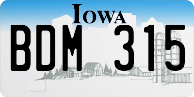 IA license plate BDM315
